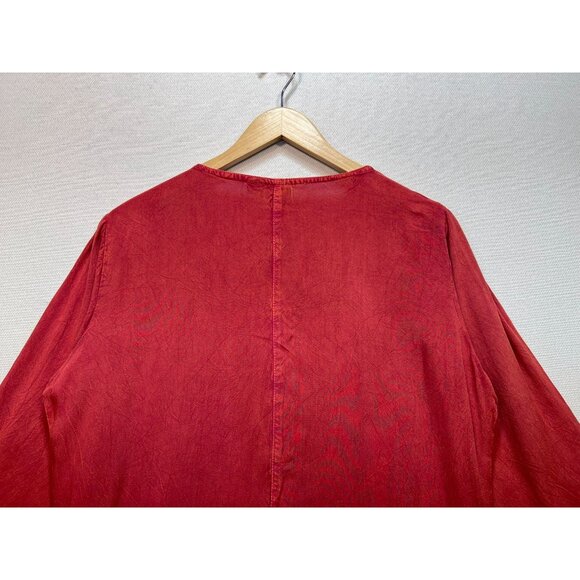 NWT Anandas Collection Womens Tunic Blouse Large Red Embroidered Casual Boho Top - Picture 12 of 13